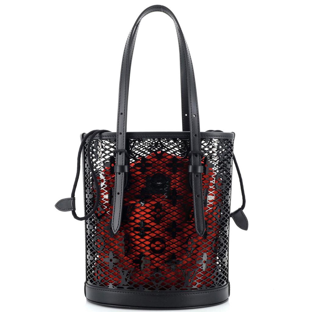 Louis Vuitton Bucket Bag Monogram Lace Leather PM Black 23164657
