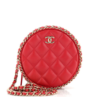 Chanel Chain Around Round Clutch with Chain Quilted Lambskin