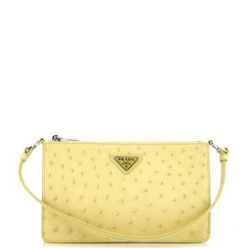 Prada Zip Shoulder Bag Ostrich Mini