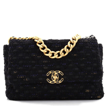 Chanel 19 Flap Bag Quilted Tweed and Ribbon Large