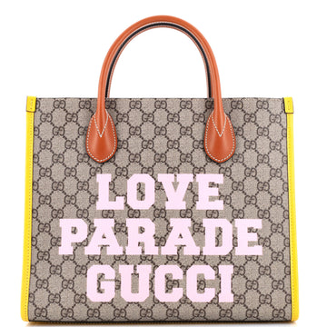 Gucci Love Parade Convertible Top Handle Open Tote Printed GG Coated Canvas
