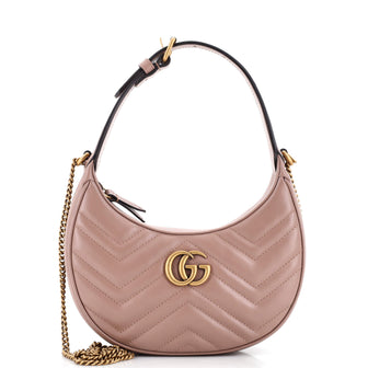 Gucci GG Marmont Half Moon Hobo Leather Mini