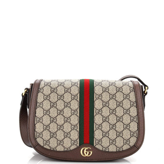 Gucci Ophidia Saddle Flap Shoulder Bag GG Coated Canvas Small