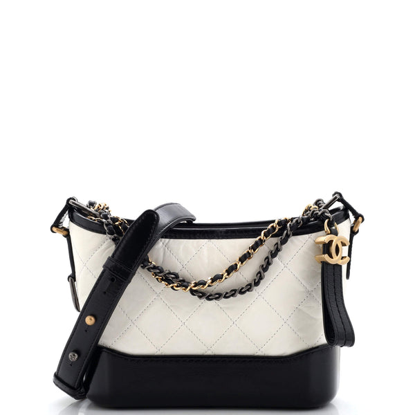 Chanel Gabrielle Hobo Quilted Aged Calfskin Small White
