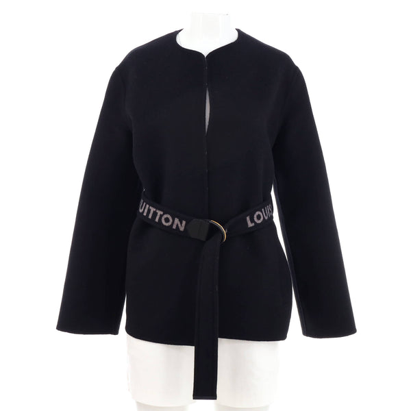 Louis Vuitton Women's Signature Double Face Short Wrap Coat Monogram Silk Blend Black