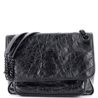 Saint Laurent Niki Chain Flap Bag Matelasse Chevron Leather Medium