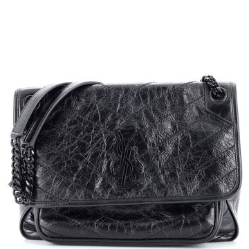 Saint Laurent Niki Chain Flap Bag Matelasse Chevron Leather Medium