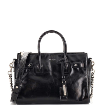 Saint Laurent Sac de Jour Souple Zip Tote Crinkled Glazed Leather Baby