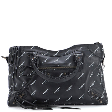 Balenciaga Logo City Classic Studs Bag Leather Medium