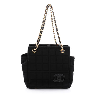 Chanel Vintage CC Square Shoulder Bag Quilted Jersey Small Black