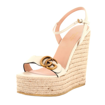 Gucci Women's GG Marmont Wedge Espadrille Sandals Leather