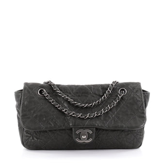 Chanel Le Marais Classic Flap Bag Distressed Leather Jumbo Gray 2317402