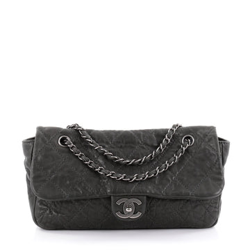 Chanel Le Marais Classic Flap Bag Distressed Leather Jumbo Gray 2317402