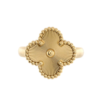 Van Cleef & Arpels Vintage Alhambra Ring Guilloche 18K Yellow Gold