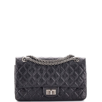 Chanel So Black Reissue 2.55 Flap Bag Quilted Aged Calfskin 225 Black