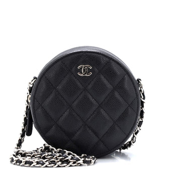 Chanel Round Clutch with Chain Quilted Caviar Mini