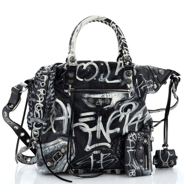 Balenciaga Le Cagole Graffiti Men Tote Leather Medium