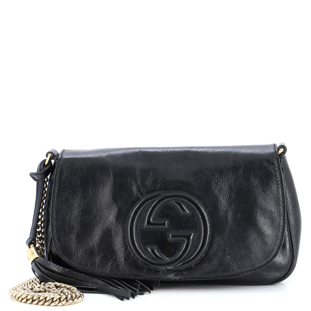 Gucci Soho Chain Crossbody Bag Patent Medium Black 2317981