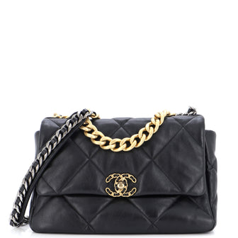 Chanel 19 Flap Bag Quilted Leather Large Black 2318081