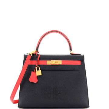 Hermes Kelly Handbag Bicolor Chevre Mysore with Brushed Gold Hardware 28