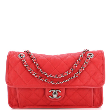 Chanel French Riviera Flap Bag Quilted Caviar Large