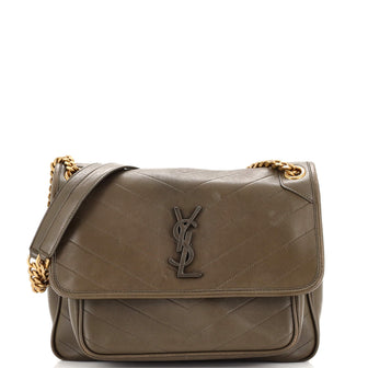 Saint Laurent Niki Chain Flap Bag Matelasse Chevron Leather Medium