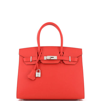 Hermes Birkin Sellier Bag Red Epsom with Palladium Hardware 30