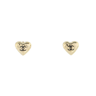 Chanel CC Heart Stud Earrings Metal