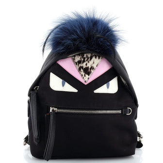 Fendi Monster Backpack Nylon with Leather and Fur Mini