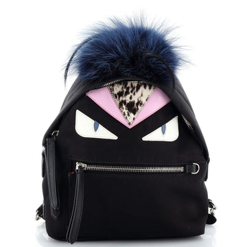 Fendi Monster Backpack Nylon with Leather and Fur Mini