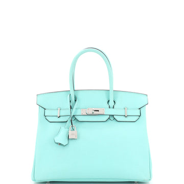 Hermes Birkin Handbag Blue Epsom with Palladium Hardware 30