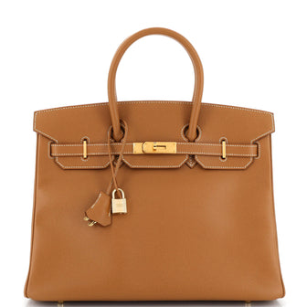 Hermes Birkin Handbag Brown Epsom with Gold Hardware 35