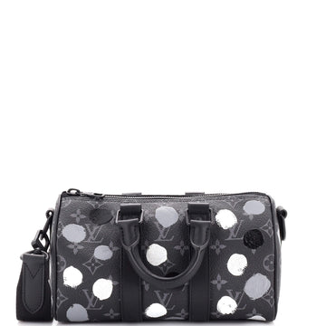 Louis Vuitton Keepall Bandouliere Bag Yayoi Kusama Painted Dots Monogram Eclipse Canvas 25