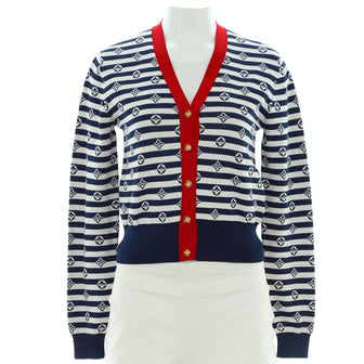 Louis Vuitton Women's Escale Striped V-Neck Cardigan Monogram Silk Blend