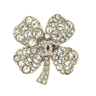Chanel CC Clover Brooch Metal with Crystals Silver 23188026