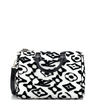 Louis Vuitton Speedy Bandouliere Bag Limited Edition Urs Fischer Tufted Monogram Canvas 25
