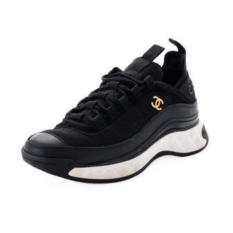 Chanel Women's CC Cap Toe Logo Sneakers Suede and Mixed Fibers