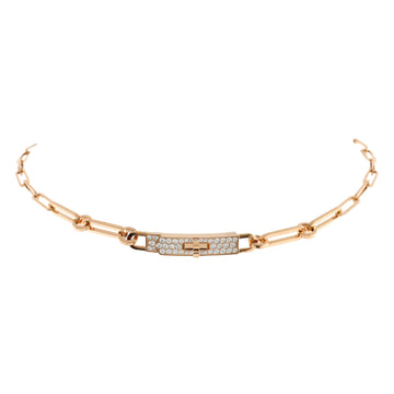 Hermes Kelly Chaine Choker Necklace 18K Rose Gold and Diamonds Small