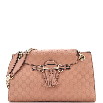 Gucci Emily Chain Flap Shoulder Bag Guccissima Leather Large
