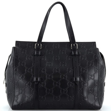 Gucci Tote Bag GG Embossed Perforated Leather