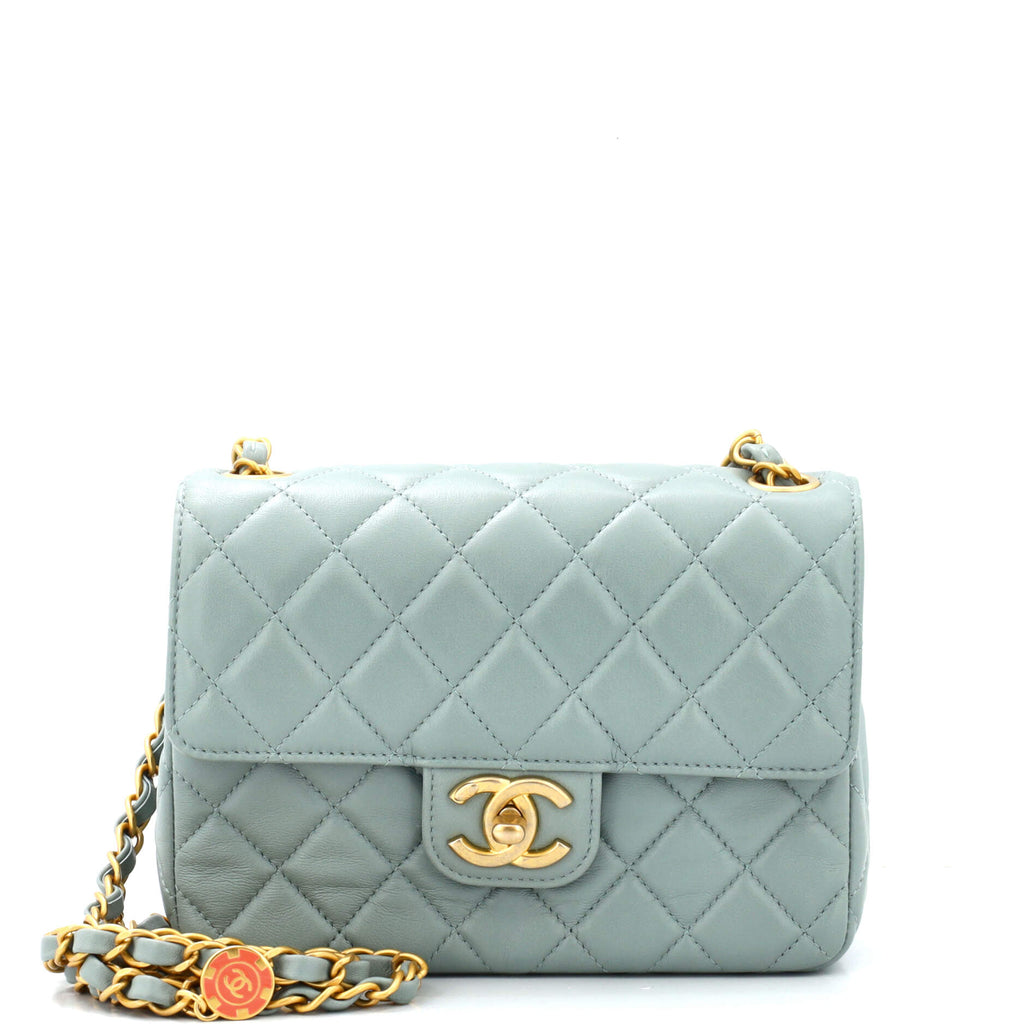 Chanel Casino Royale Charms Square Flap Bag Quilted Lambskin with Enamel  Small Blue 23191920
