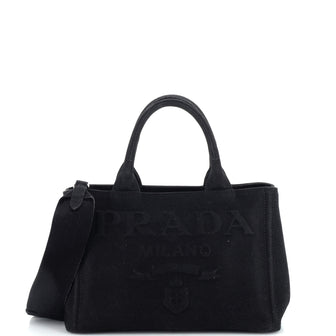 Prada Embossed Logo Canapa Convertible Tote Canvas Mini