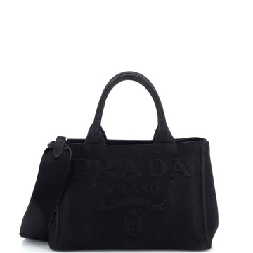 Prada Embossed Logo Canapa Convertible Tote Canvas Mini