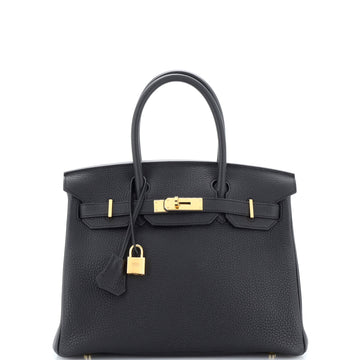 Hermes Birkin Handbag Black Togo with Gold Hardware 30