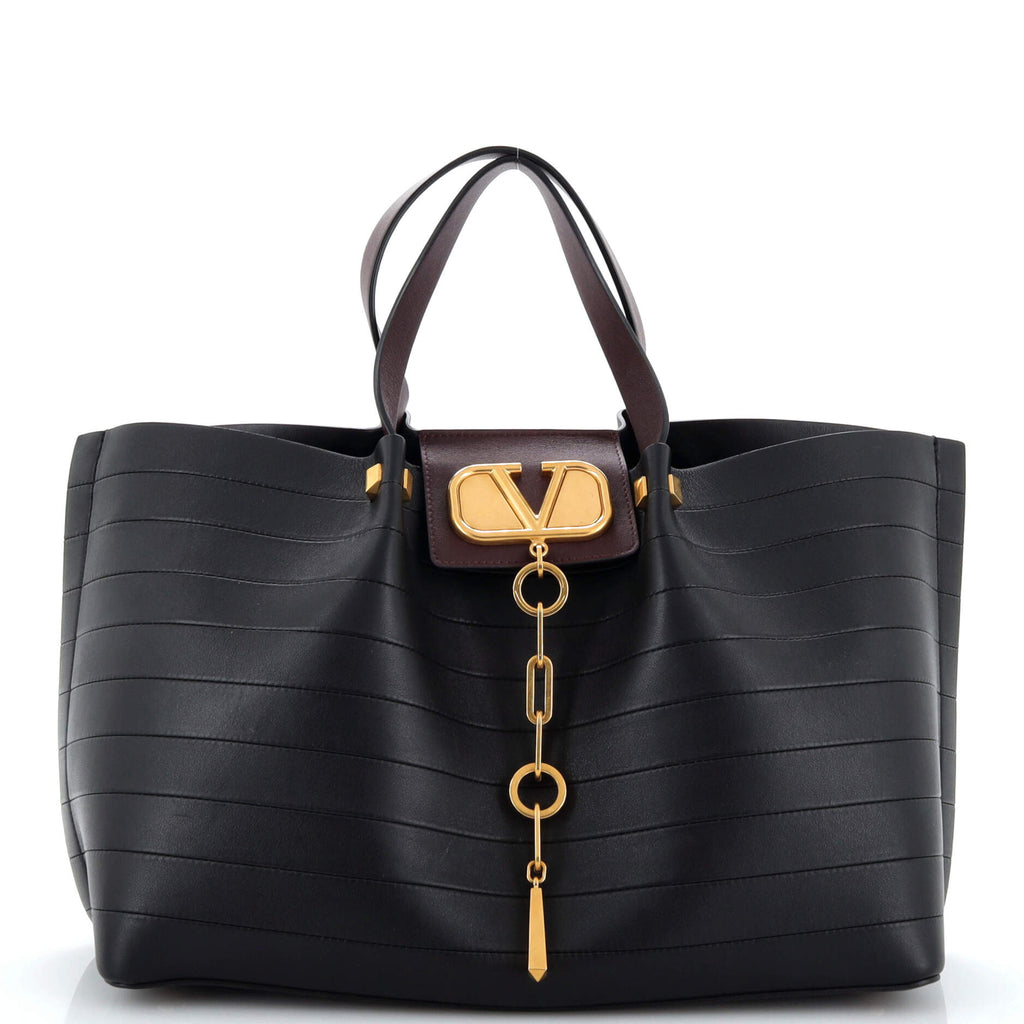 Valentino Garavani VLogo leather tote bag - Black