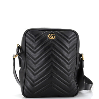 Gucci GG Marmont Zip Messenger Bag Matelasse Leather Small