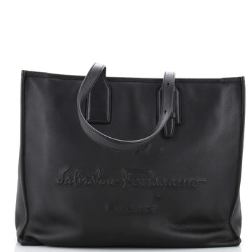 Salvatore Ferragamo Belted Logo Tote Embossed Leather Large