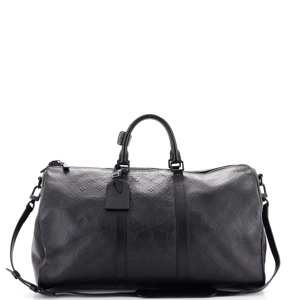 Louis Vuitton Keepall Bandouliere Bag Monogram Shadow Leather 50 Black  2319392