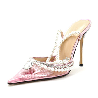 Mach & Mach Women's Diamond of Elizabeth Ankle Strap Pumps PVC 110