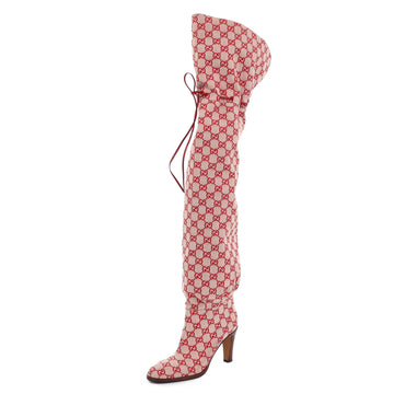 Gucci Women's Lisa Thigh High Boots GG Canvas
